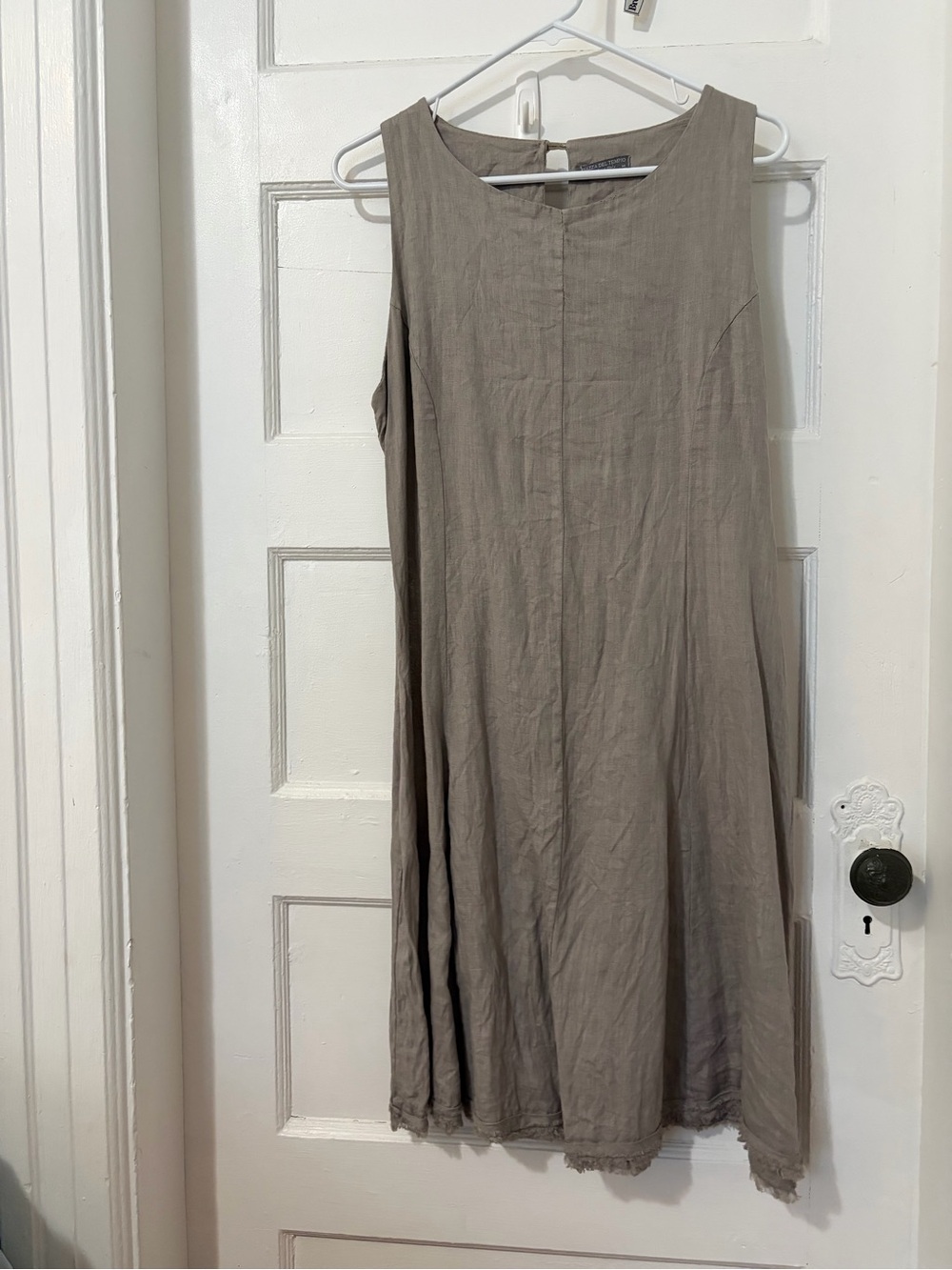 Taupe Sleeveless A-Line Linen Dress